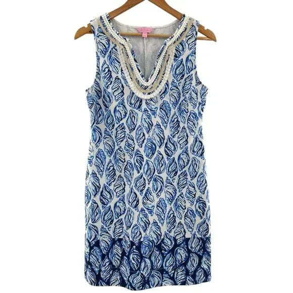 Lilly Pulitzer Harper Conch Shell Pattern French Terry Shift Dress Size Small - Picture 2 of 12